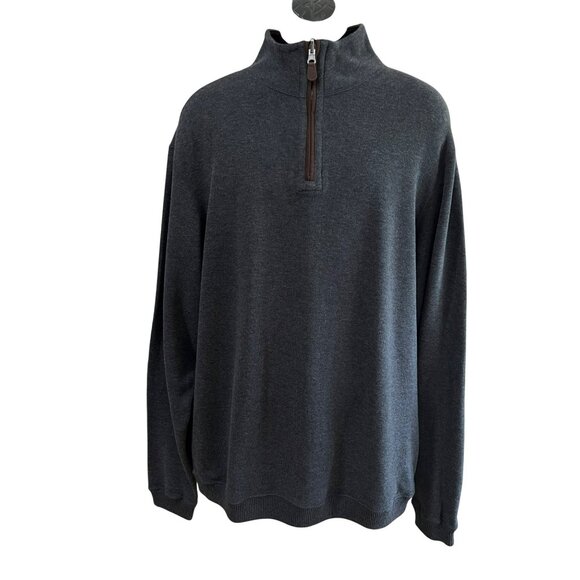 Daniel Cremieux Mens Reversible 1/4 Zip Pullover Sweater W/ Elbow Patches Dark G - Picture 2 of 10